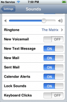 The Sounds Setting Menu