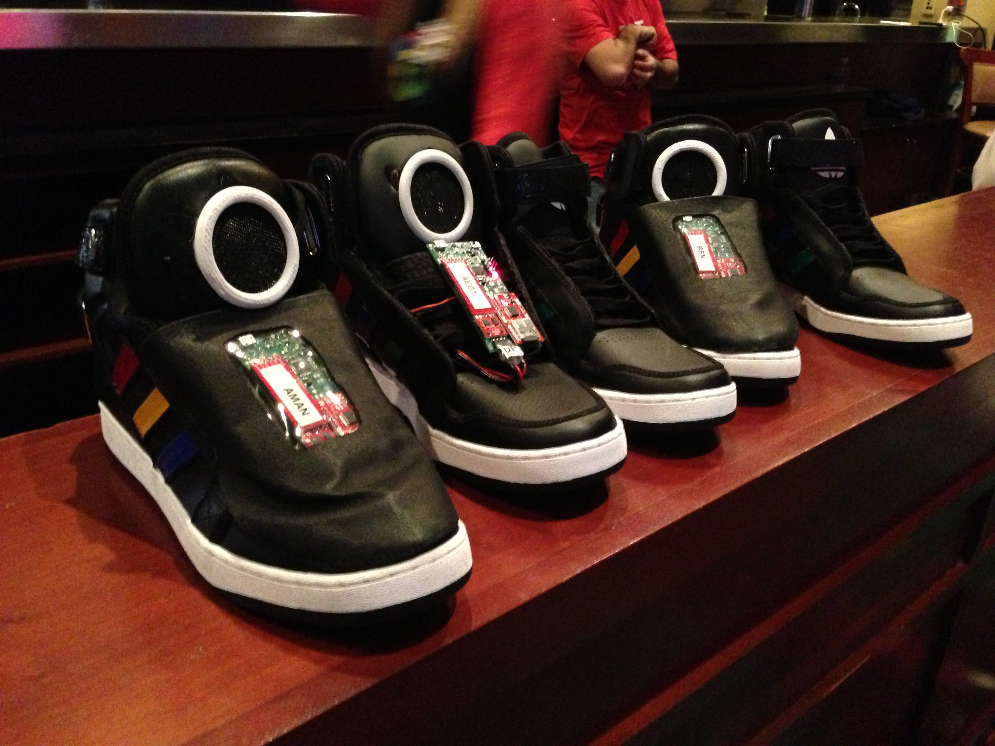 Row of talking shoes